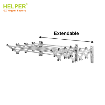 Uscător de haine montat pe perete, telescopic, din oțel inoxidabil și aliaj de aluminiu, pliabil