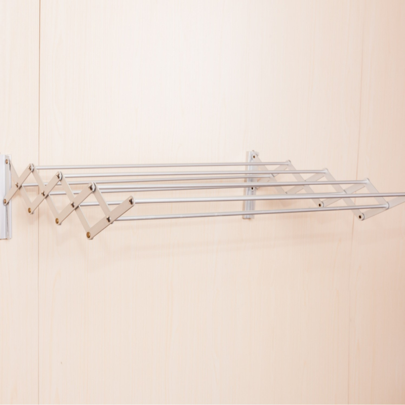 Uscător de haine montat pe perete, telescopic, din oțel inoxidabil și aliaj de aluminiu, pliabil