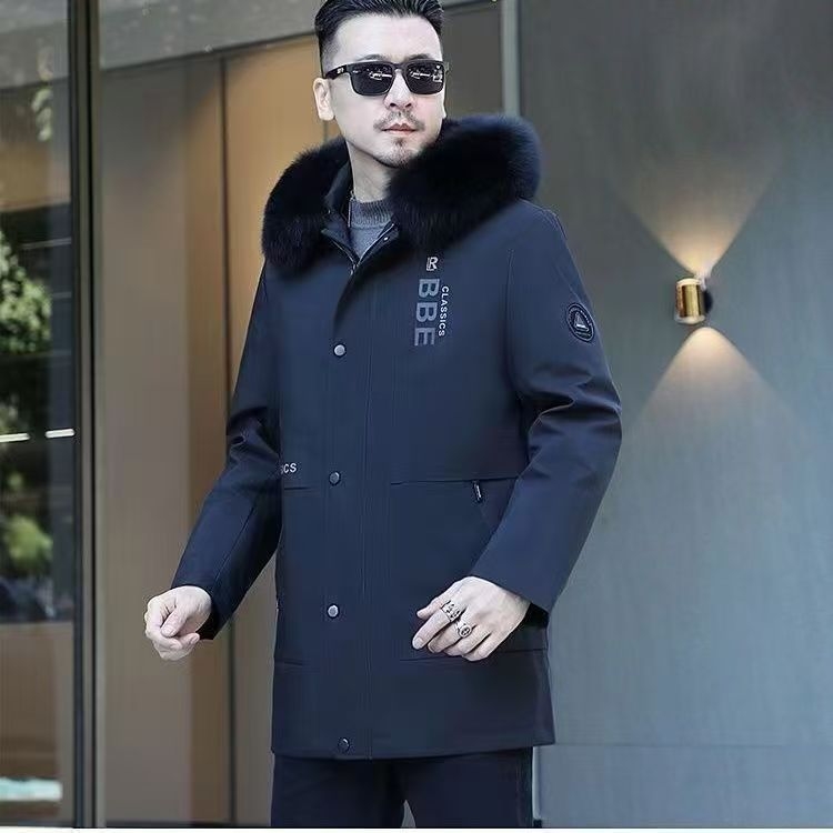 Muški parka od umjetnog krzna s odvojivom krznom lisice