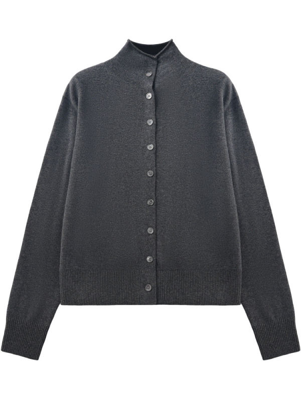 Cardigan od Merino vune, stojeći ovratnik, dugi rukavi, slobodan kroj, jednobojan