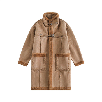 Palton cu stil japonez retro, croială lejeră, nasturi pe un singur rând, rever, material principal poliester 96%+