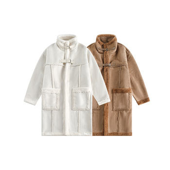 Palton cu stil japonez retro, croială lejeră, nasturi pe un singur rând, rever, material principal poliester 96%+