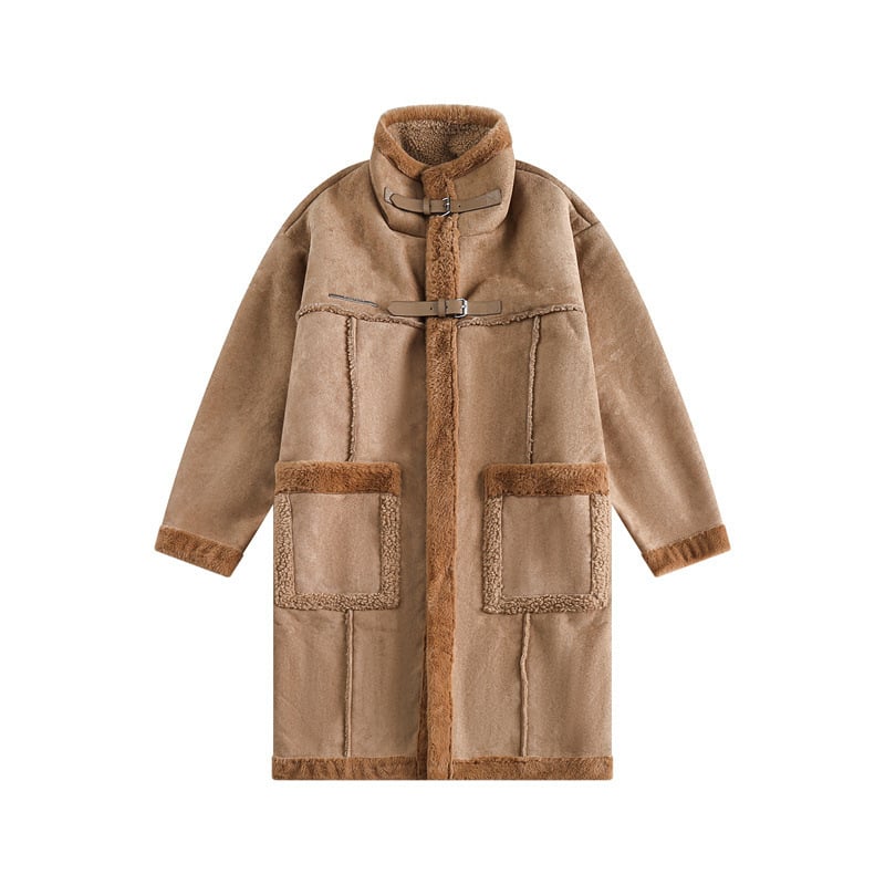 Palton cu stil japonez retro, croială lejeră, nasturi pe un singur rând, rever, material principal poliester 96%+