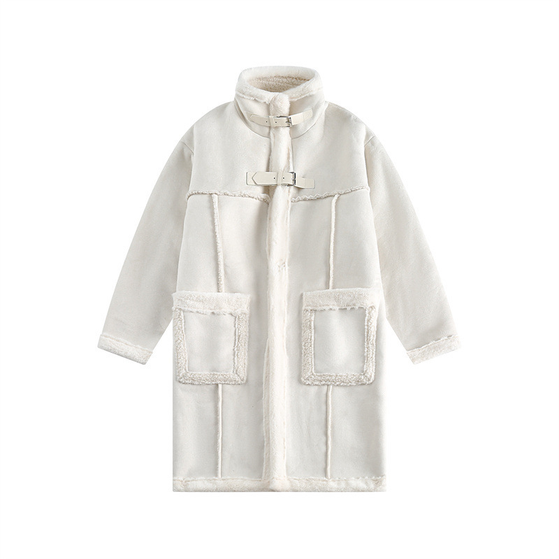 Palton cu stil japonez retro, croială lejeră, nasturi pe un singur rând, rever, material principal poliester 96%+