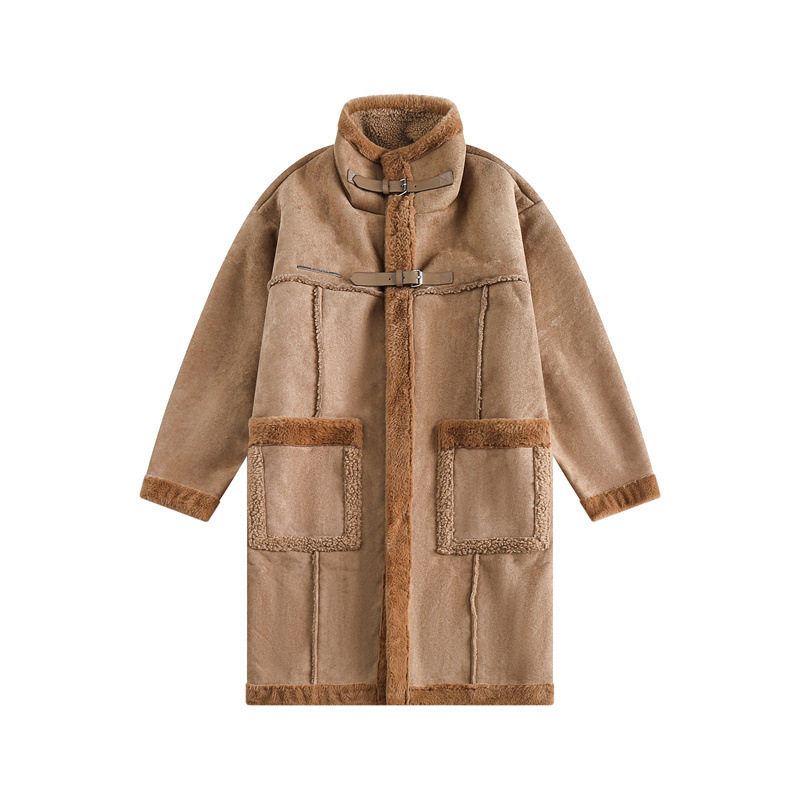 Palton cu stil japonez retro, croială lejeră, nasturi pe un singur rând, rever, material principal poliester 96%+