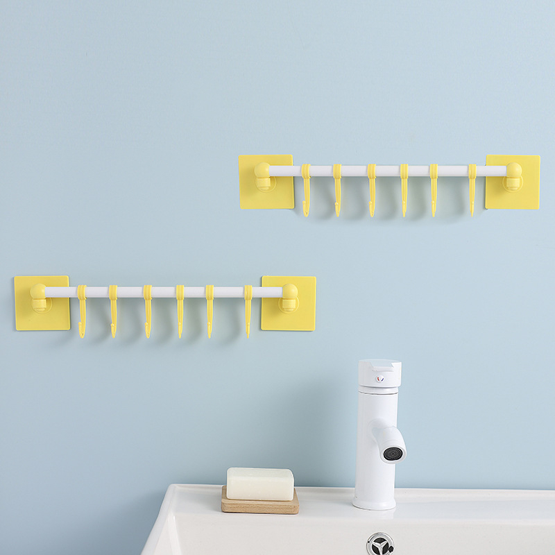 Suport de prosoape în colț, set din două piese, 6 cârlige, montaj pe perete, fără găuri, construcție turnată prin injecție din plastic, fier și PP
