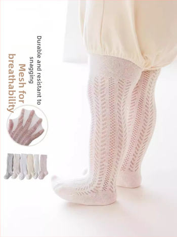 Dječje pantyhose za djevojčice, ljeto 2024, ultra-tanki mrežasti materijal, bijela, plesne pantyhose