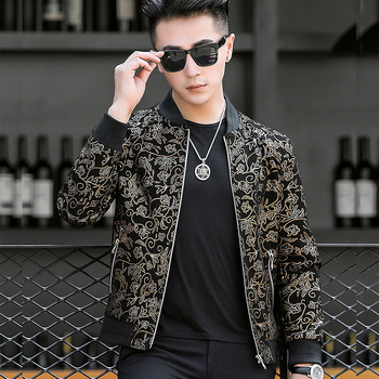 Muška kožna jakna od prave kože s rombo uzorkom, stojeći ovratnik, zatvarač, podstava od acetat vlakana, za proljeće i jesen