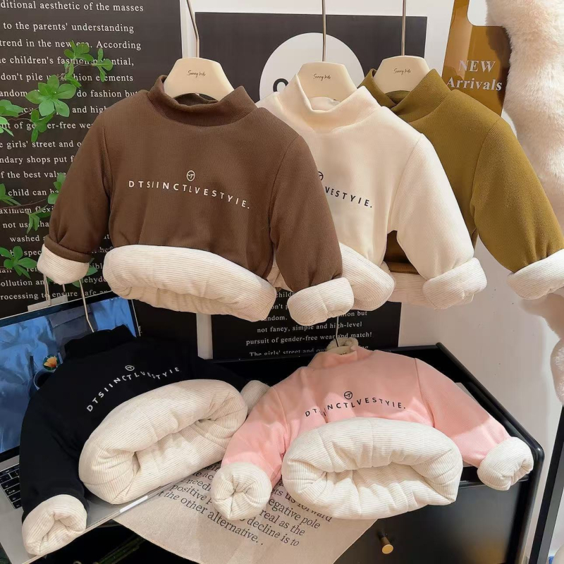 Gyermekeknek szánt pamut-párnás kabát, vastag fleece-bélés, töltet utánozott selyem-pamut, magas gallér, pamut bélés, kapucni nélküli (újszülöttek 0–1 év)