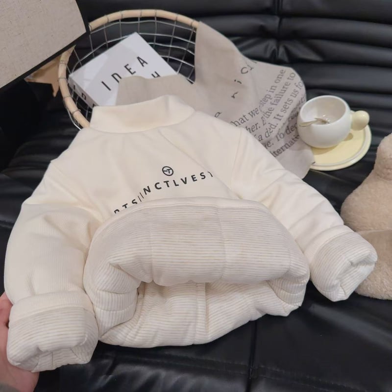 Gyermekeknek szánt pamut-párnás kabát, vastag fleece-bélés, töltet utánozott selyem-pamut, magas gallér, pamut bélés, kapucni nélküli (újszülöttek 0–1 év)