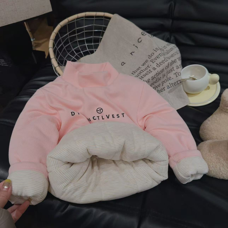 Gyermekeknek szánt pamut-párnás kabát, vastag fleece-bélés, töltet utánozott selyem-pamut, magas gallér, pamut bélés, kapucni nélküli (újszülöttek 0–1 év)