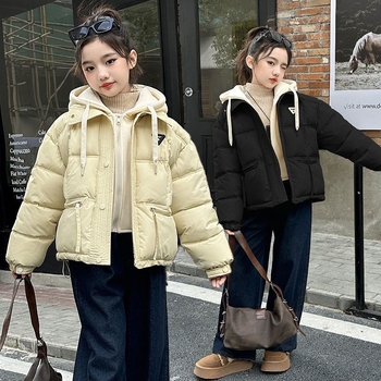 Детско зимно палто от памук с пухово-памучен пълнеж, качулка, удебелено, за новородени до 1 година