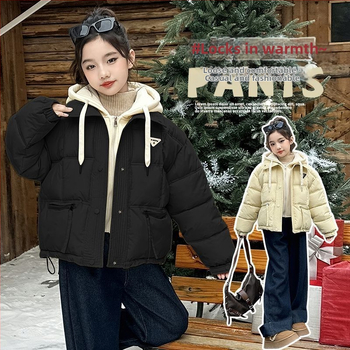 Детско зимно палто от памук с пухово-памучен пълнеж, качулка, удебелено, за новородени до 1 година