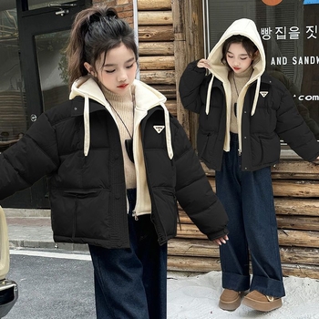 Детско зимно палто от памук с пухово-памучен пълнеж, качулка, удебелено, за новородени до 1 година