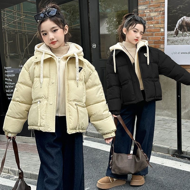 Детско зимно палто от памук с пухово-памучен пълнеж, качулка, удебелено, за новородени до 1 година