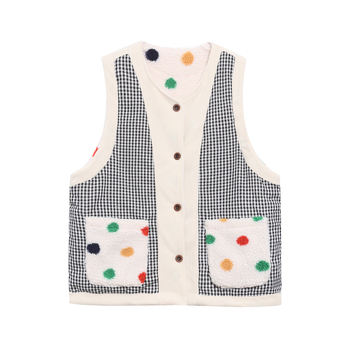 Reverzibil báránygyapjú mellény poliészter bélésével, lazább szabás, japán retro stílus, középhossz, háromdimenziós zsebek