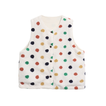 Reverzibil báránygyapjú mellény poliészter bélésével, lazább szabás, japán retro stílus, középhossz, háromdimenziós zsebek