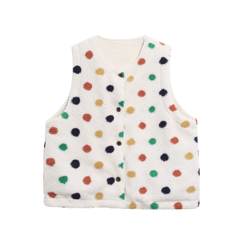 Reverzibil báránygyapjú mellény poliészter bélésével, lazább szabás, japán retro stílus, középhossz, háromdimenziós zsebek
