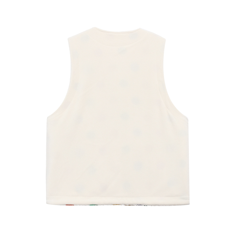 Reverzibil báránygyapjú mellény poliészter bélésével, lazább szabás, japán retro stílus, középhossz, háromdimenziós zsebek