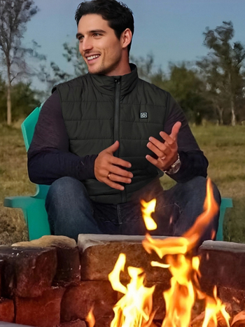 Elektromos fűtésű mellény, USB-tápellátás, állandó hőmérsékletű fűtés, vastag poliészter anyag, uniszex téli mellény