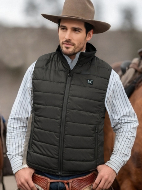 Elektromos fűtésű mellény, USB-tápellátás, állandó hőmérsékletű fűtés, vastag poliészter anyag, uniszex téli mellény