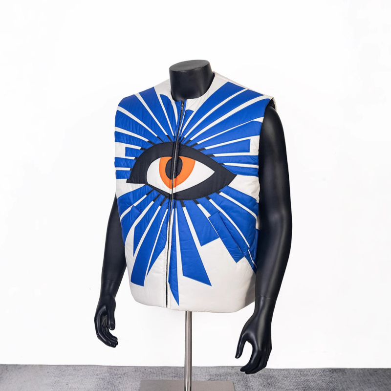 Eye of Truth steppelt pamut mellény, uniszex, cipzáras zsebekkel, kapucni nélkül