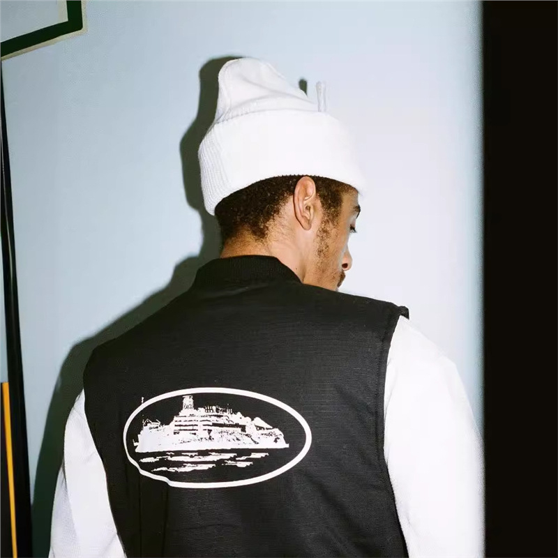 Pamut bélelt mellény betűlogó nyomással – uniszex, hip-hop stílus, lazán szabott