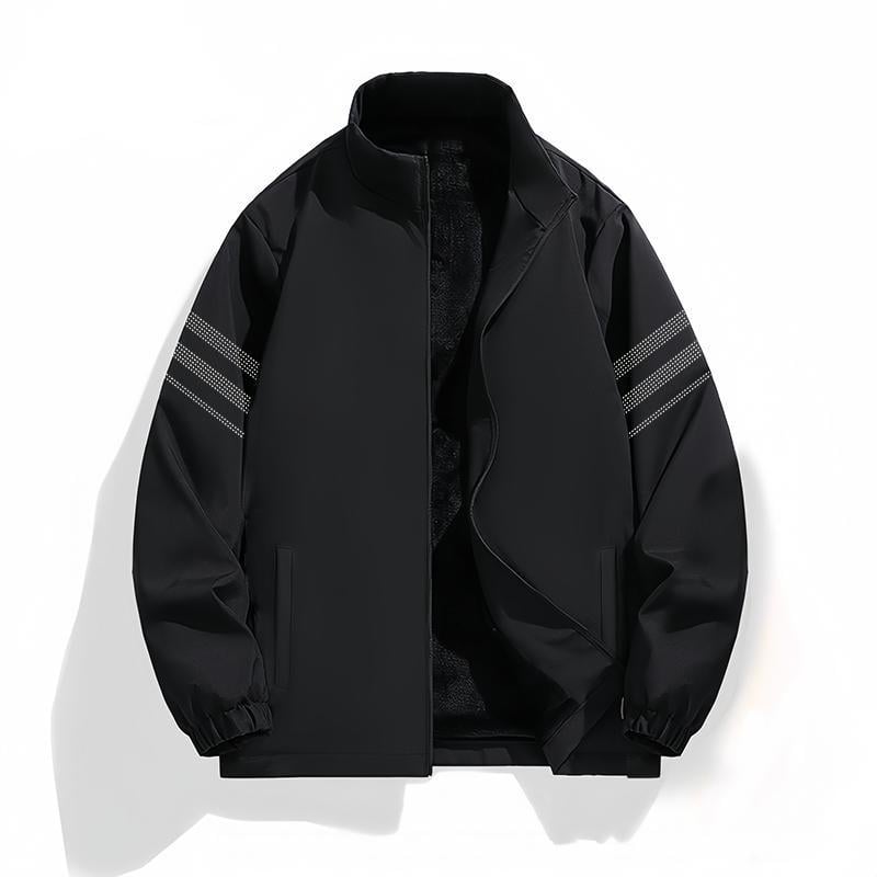 Muška jesenska minimalistička jakna sa stojećim ovratnikom i zipom, opuštena silueta, poliester