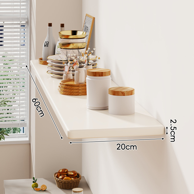 Nástenná polica, jednoposchodová, doska s hustotou, svetlý luxusný štýl, na uskladnenie v obývacej izbe