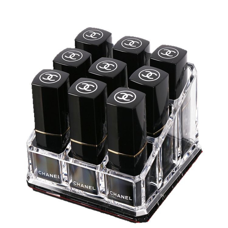 Átlátszó rúzstartó rácsos kialakítással – asztali sminkrendező, egy rétegű tároló