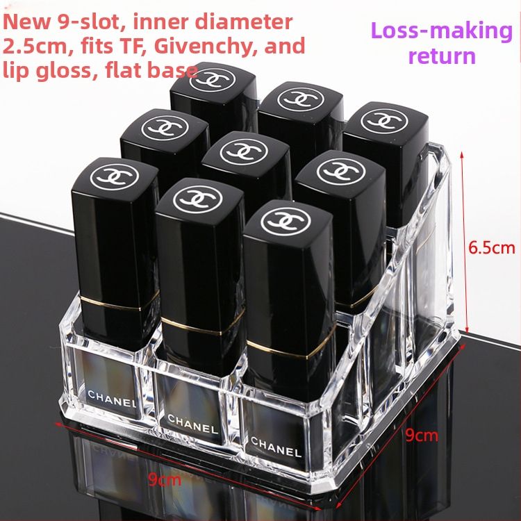 Átlátszó rúzstartó rácsos kialakítással – asztali sminkrendező, egy rétegű tároló