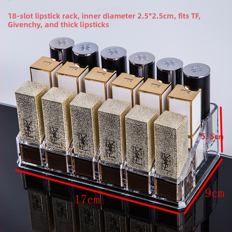 Átlátszó rúzstartó rácsos kialakítással – asztali sminkrendező, egy rétegű tároló