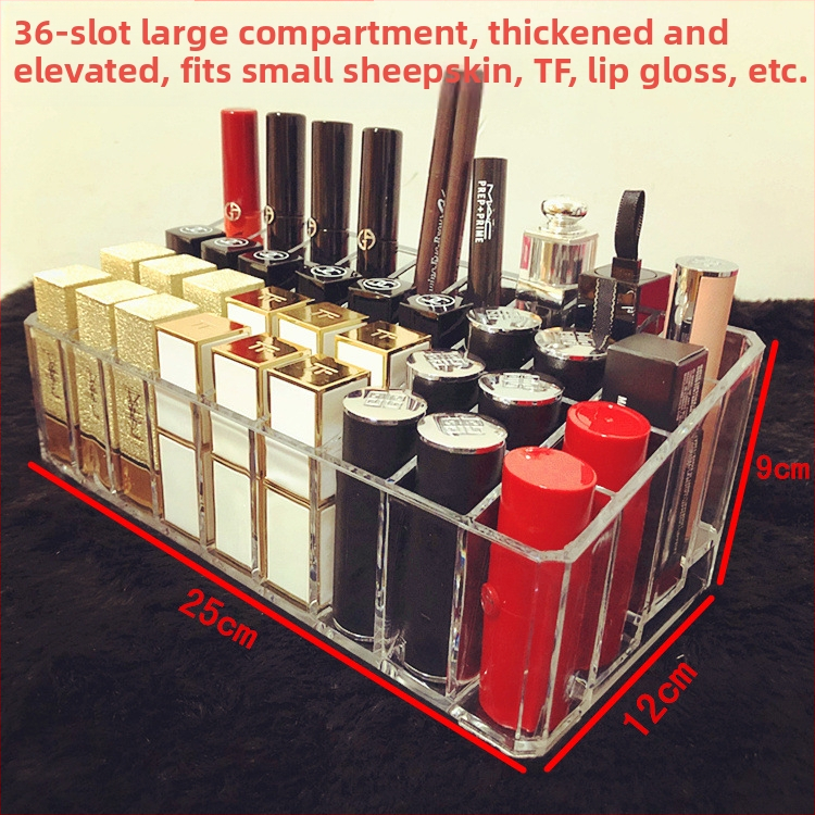 Átlátszó rúzstartó rácsos kialakítással – asztali sminkrendező, egy rétegű tároló