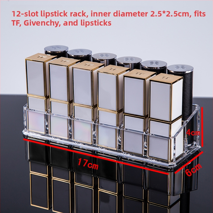 Átlátszó rúzstartó rácsos kialakítással – asztali sminkrendező, egy rétegű tároló