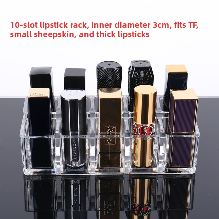 Átlátszó rúzstartó rácsos kialakítással – asztali sminkrendező, egy rétegű tároló