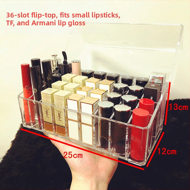 Átlátszó rúzstartó rácsos kialakítással – asztali sminkrendező, egy rétegű tároló