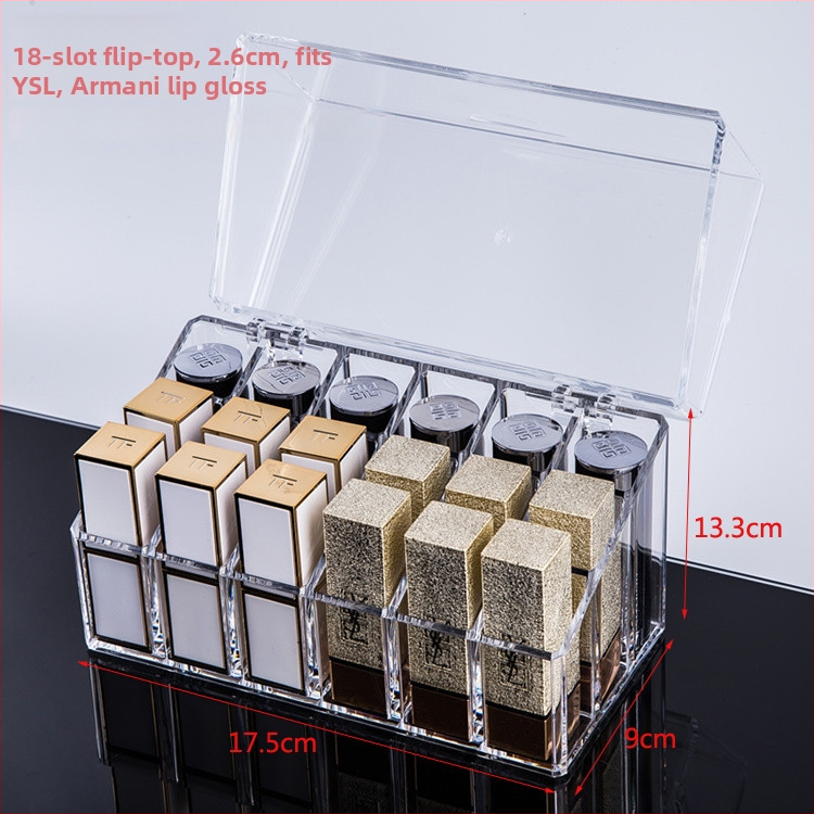 Átlátszó rúzstartó rácsos kialakítással – asztali sminkrendező, egy rétegű tároló