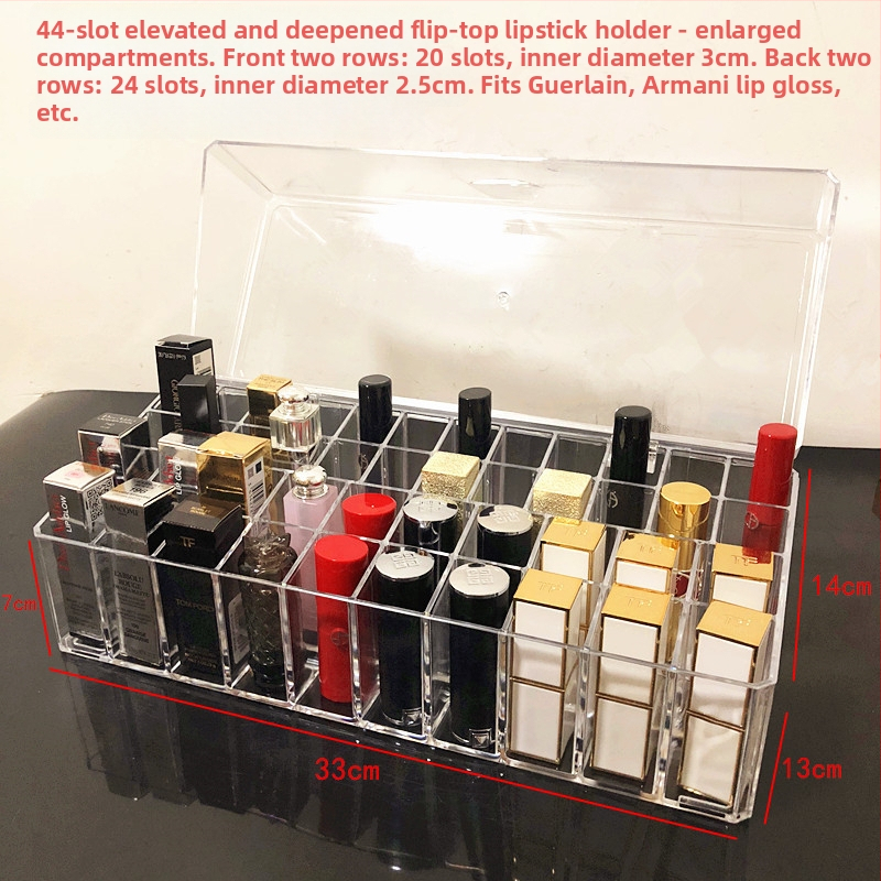 Átlátszó rúzstartó rácsos kialakítással – asztali sminkrendező, egy rétegű tároló