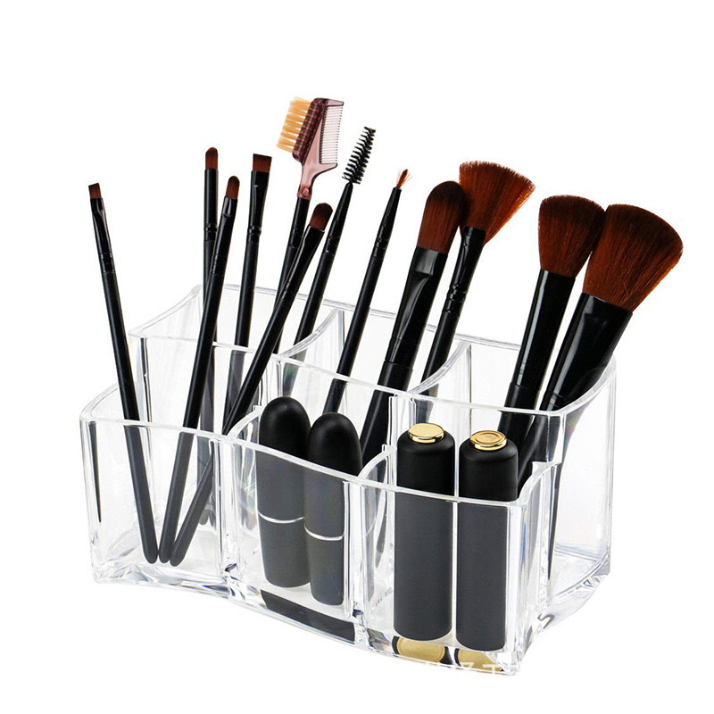 Átlátszó rúzstartó rácsos kialakítással – asztali sminkrendező, egy rétegű tároló