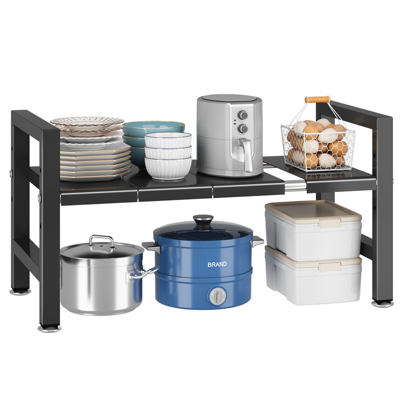 Konyhai kihúzható mosogató alatti tároló – Többfunkciós edény szervező, szekrény belső tárolás, szénacél, modern minimalista stílus