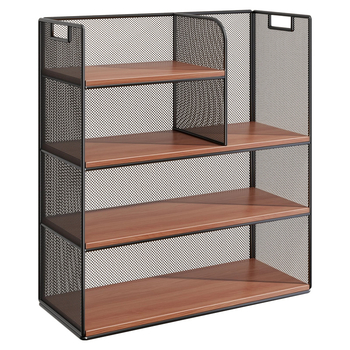 Stolový regál — viacposchodový organizér, kovový rám + drevená doska, moderný minimalistický štýl, univerzálny priestor, multifunkčný