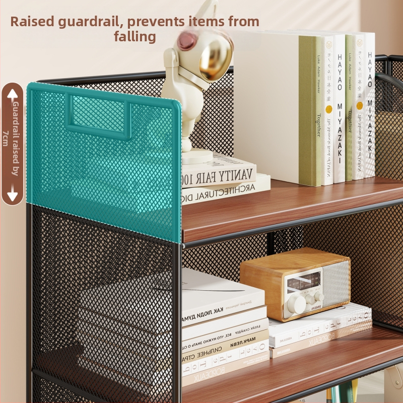 Stolový regál — viacposchodový organizér, kovový rám + drevená doska, moderný minimalistický štýl, univerzálny priestor, multifunkčný