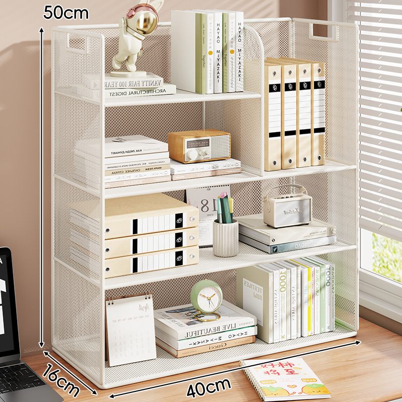 Stolový regál — viacposchodový organizér, kovový rám + drevená doska, moderný minimalistický štýl, univerzálny priestor, multifunkčný