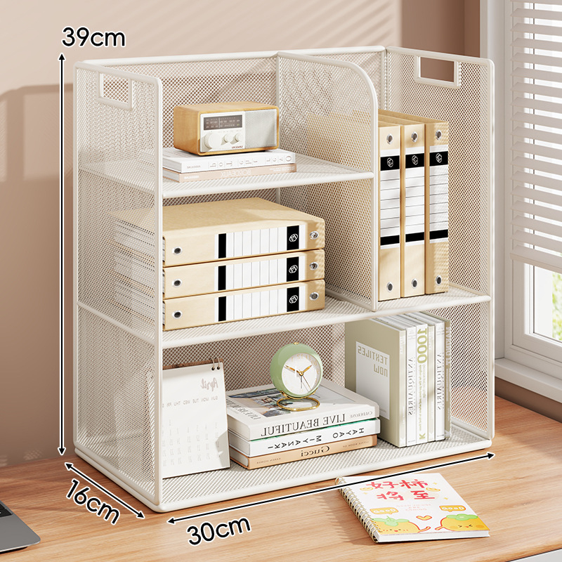 Stolový regál — viacposchodový organizér, kovový rám + drevená doska, moderný minimalistický štýl, univerzálny priestor, multifunkčný