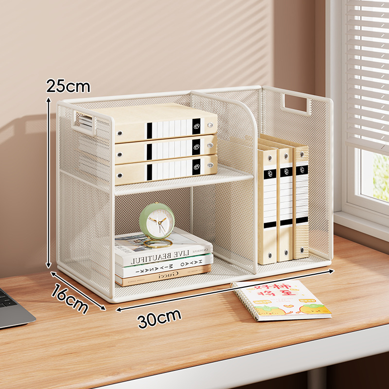 Stolový regál — viacposchodový organizér, kovový rám + drevená doska, moderný minimalistický štýl, univerzálny priestor, multifunkčný