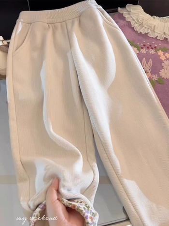 Dječje corduroy hlače s floralnim uzorkom, visoki struk s elastičnom, 10% spandex, jesen-zima