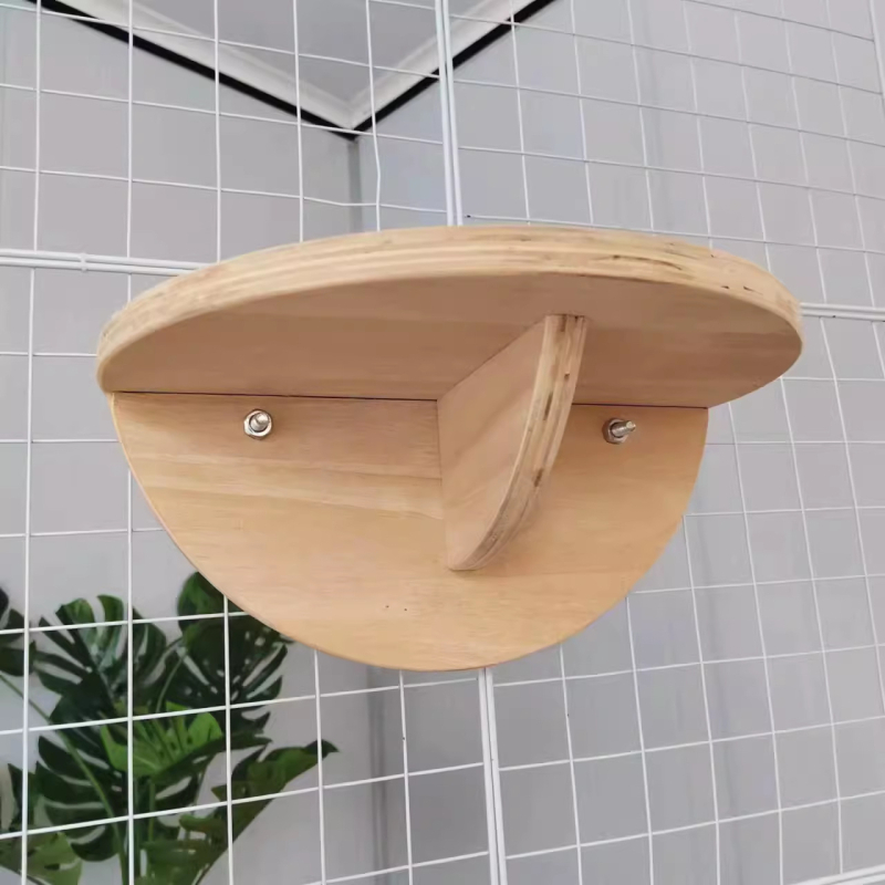 Дървен стенен катерачен комплекс за котки с капсулна платформа, пространство-спестяващ дизайн, стълб за драскане и стълба, гнездо