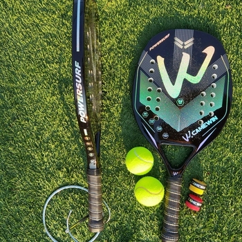 CAMEWIN 3K karbonska plažna tenis raketa, strune od svile, težina 95–100 g, drška G2, ravni udarac