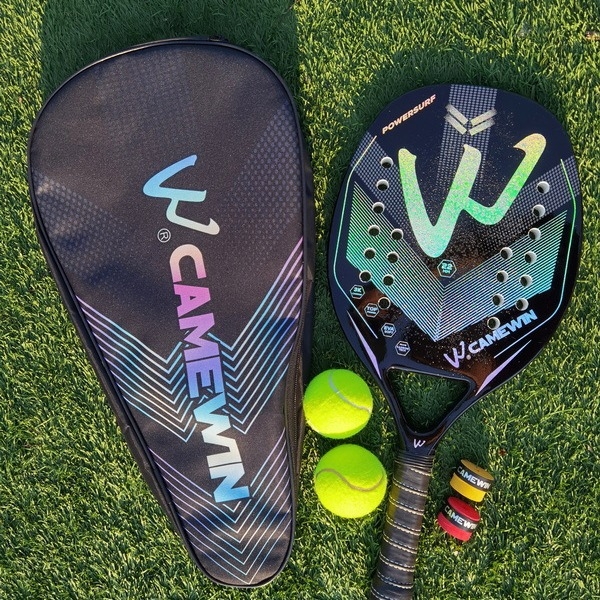 CAMEWIN 3K karbonska plažna tenis raketa, strune od svile, težina 95–100 g, drška G2, ravni udarac