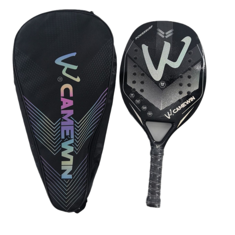 CAMEWIN 3K karbonska plažna tenis raketa, strune od svile, težina 95–100 g, drška G2, ravni udarac